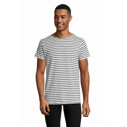 T-shirt Miles cotone pettinato e righe intessute T-shirt Miles cotone pettinato e righe intessute