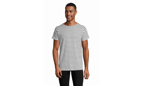 T-shirt Miles cotone pettinato e righe intessute Stampa il tuo logo T-shirt Miles cotone pettinato e righe intessute Stampa il tuo logo