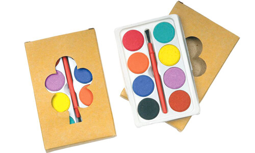 Set 8 acquarelli colorati in box cartone personalizzabile Set 8 acquarelli colorati in box cartone personalizzabile