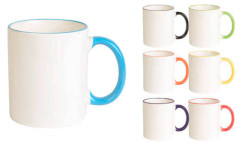 Tazza ceramica con profilo e manico colorato Tazza ceramica con profilo e manico colorato
