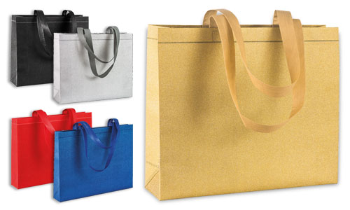 Shopper in tnt laminato effetto glitterato Shopper in tnt laminato effetto glitterato