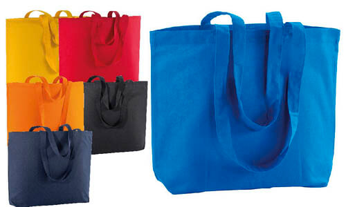 Shopper cotone soffietto alla base manici lunghi Shopper cotone soffietto alla base manici lunghi
