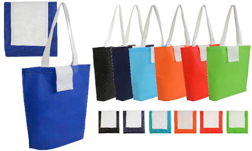 Shopper tnt pieghevole con bottone bicolore Shopper tnt pieghevole con bottone bicolore