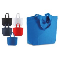 Shopper cotone base con soffietto manico corto