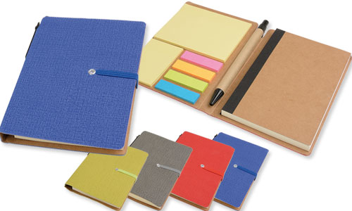 Set Block notes con foglietti adesivi, penna chiusura ad elastico Set Block notes con foglietti adesivi, penna chiusura ad elastico