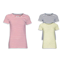 T-shirt donna cotone pettinato e righe intessute T-shirt donna cotone pettinato e righe intessute
