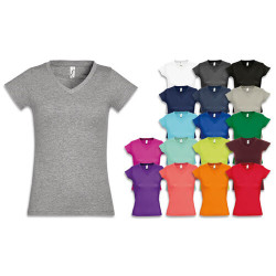 Magliette donna in cotone semi pettinato scollo a V Magliette donna in cotone semi pettinato scollo a V