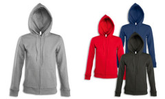 Felpa donna Full Zip in tinta e punto vita sfiancato Felpa donna Full Zip in tinta e punto vita sfiancato